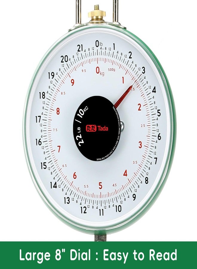 ta da Tada 22LBS Double-Sided Display Mechanical Hanging Scale with Weighing Pan for Farm, Kitchen Food and Produce Weighing - Image 3