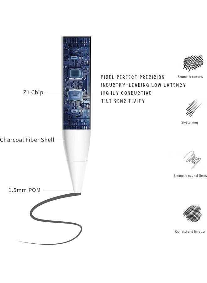 Stylus Pen for iPad 2018-2024, Fast Charging With Tilt Sensitivity & Palm Rejection, Magnetic Pen for iPad 2018 and Later White - Image 3