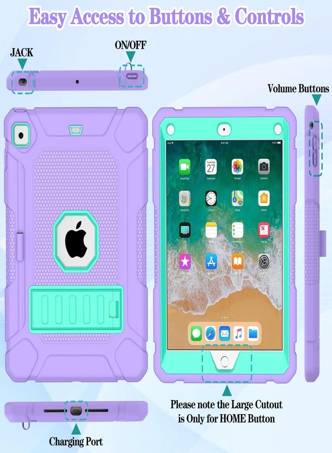 LTROP Protective Cover Case for iPad 6th/ 5th Generation & iPad Air 2 Case, iPad 9.7 Inch Case with Pen Holder and Kickstand, Purple and Green - Image 3