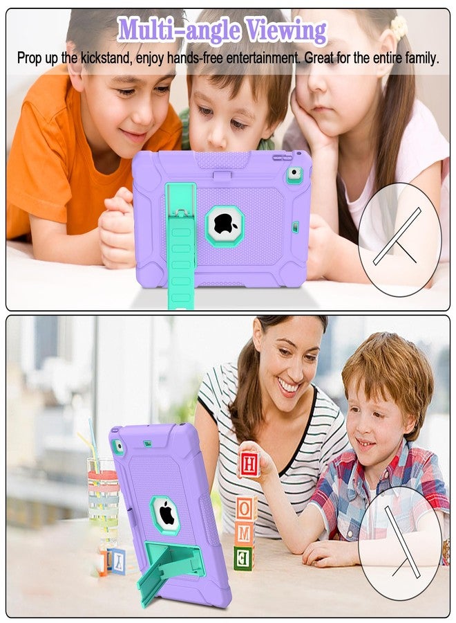 LTROP Protective Cover Case for iPad 6th/ 5th Generation & iPad Air 2 Case, iPad 9.7 Inch Case with Pen Holder and Kickstand, Purple and Green - Image 4