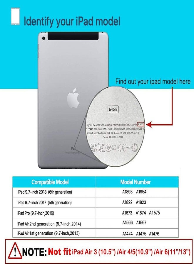 LTROP Protective Cover Case for iPad 6th/ 5th Generation & iPad Air 2 Case, iPad 9.7 Inch Case with Pen Holder and Kickstand, Purple and Green - Image 2