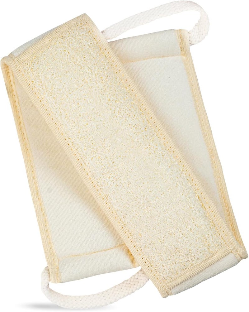 Waritex Natural Egyptian Loofah Back Scrubber for Shower ExtraLong Exfoliating Strap Made with Natural Egyptian Loofah Fibers Deep Cleaning Body Sponge for Men and Women Soft Cotton Handles - Image 1