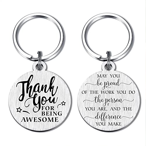 SOUSYOKYO Employee Coworker Staff Appreciation Keychain Gifts for Women Men Unique Thank You for Being Awesome Present Work Anniversary Teacher Couselor Volunteer Ideas - Image 1