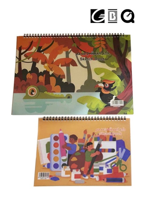 2PCS B4(35*25) B5(26*18)Sketchbook 15Sheets/Book A Total Of 30 Pages Spiral Bound Hardcover Art Book