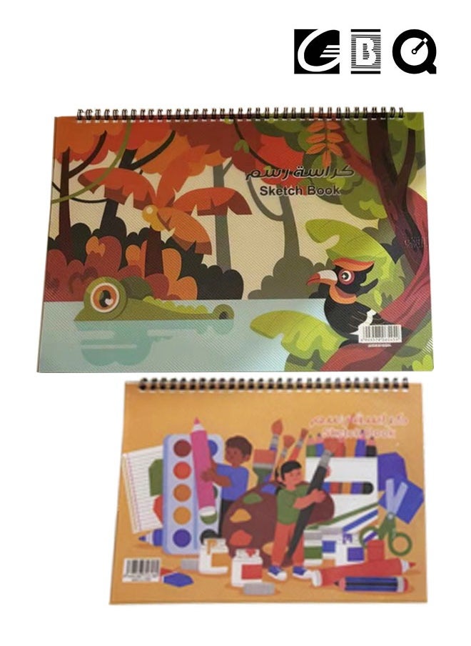 2PCS B4(35*25) B5(26*18)Sketchbook 15Sheets/Book A Total Of 30 Pages Spiral Bound Hardcover Art Book
