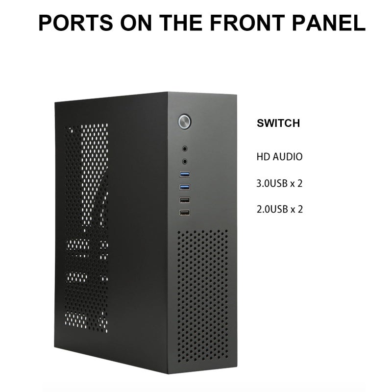 A10 علبة كمبيوتر شخصي صغيرة MATX HTPC باللون الأسود تعزز تبديد الحرارة وتوفر مساحة مكتبية لغلاف الألعاب - Image 4
