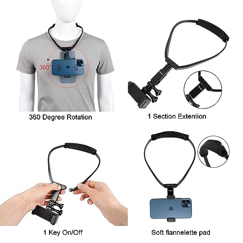 Pellking POV/Vlog Smartphone Head Strap Mount Selfie Neck Holder Mount Kit,Compatible with iPhone Samsung Smartphones,Hero 9, 8, 7, 6, 5, 4, 3, 2, 1, DJI Osmo Action… - Image 4