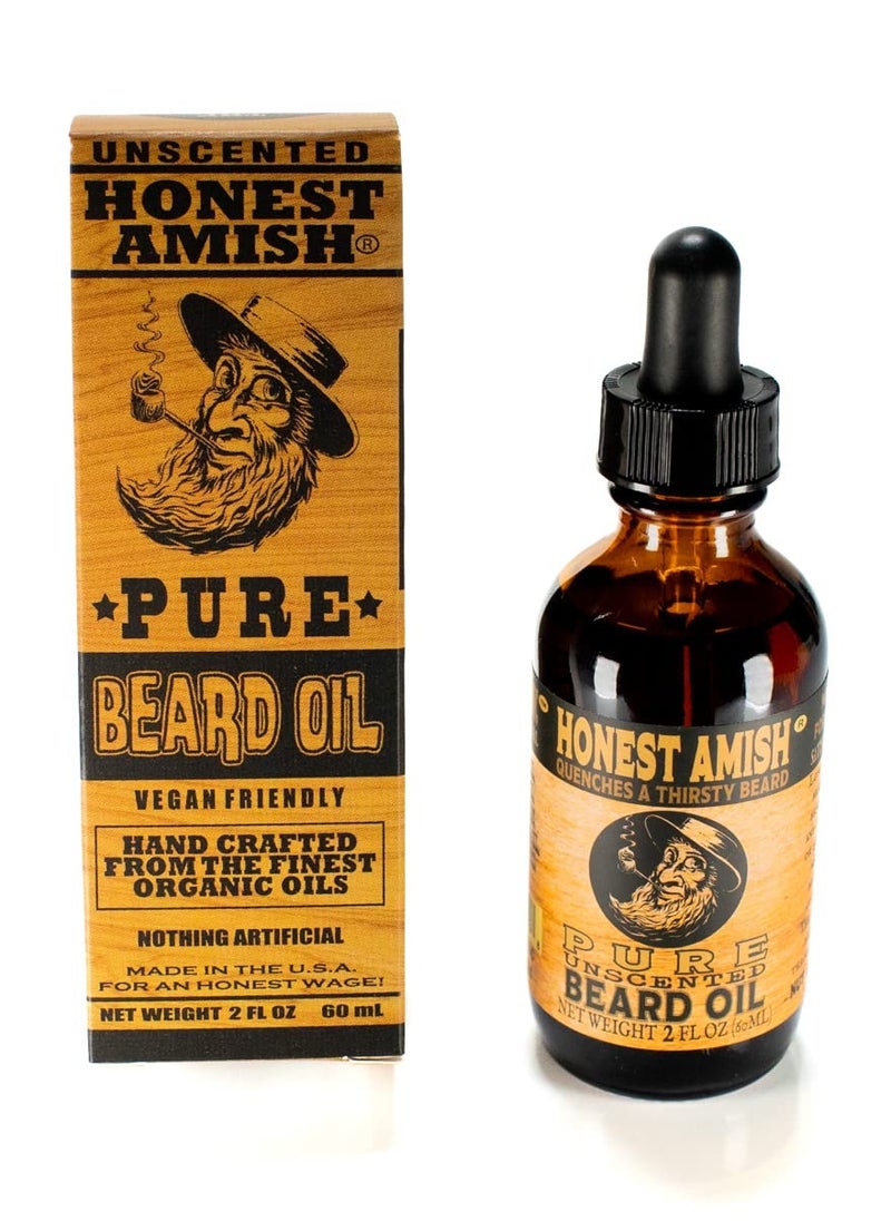Honest Amish - Honest Amish - Pure Beard Oil - 2 Ounce - Fragrance Free - Image 1