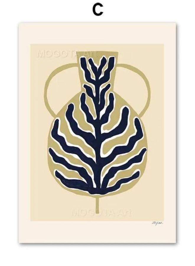 Colorful Abstract Flower Leaves Vase Different Shape Modern Print Poster Wall Art Canvas Painting Pictures For Home Office Decor - Image 1