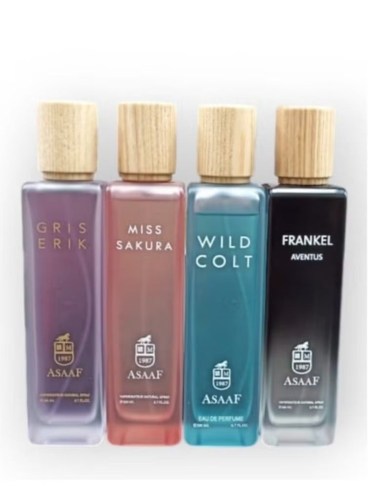 ASAAF PACKAGE ASAAF ( MISS SAKURA + WILD COLT + GRIS ERIK+FRANKEL AVENTUS ) 4*PCS-200 ML