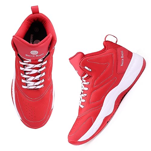 Bacca Bucci Men Courtflex Basketball All Court High Top Shoes Basketball Shoes/Sneakers With Adaptive Cushioning & Breathable Upper -Red, Size Uk9 - Image 4