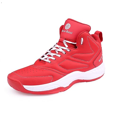 Bacca Bucci Men Courtflex Basketball All Court High Top Shoes Basketball Shoes/Sneakers With Adaptive Cushioning & Breathable Upper -Red, Size Uk9 - Image 1