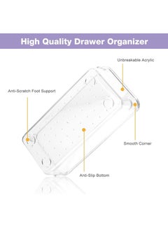 XiuWoo 7-Piece Plastic Clear Desk Drawer Organizers Trays Set For Bedroom Dresser Makeup Kitchen Utensil Office  - Image 4