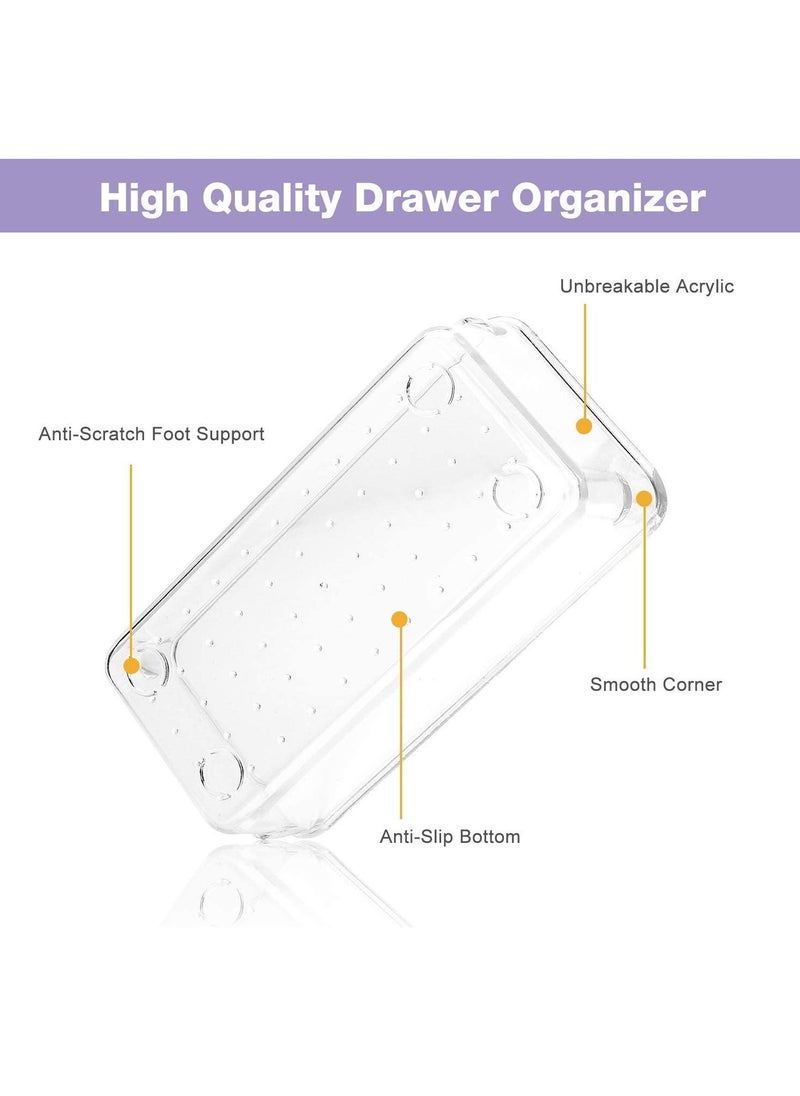XiuWoo - 7-Piece Plastic Clear Desk Drawer Organizers Trays Set For Bedroom Dresser Makeup Kitchen Utensil Office - Image 1