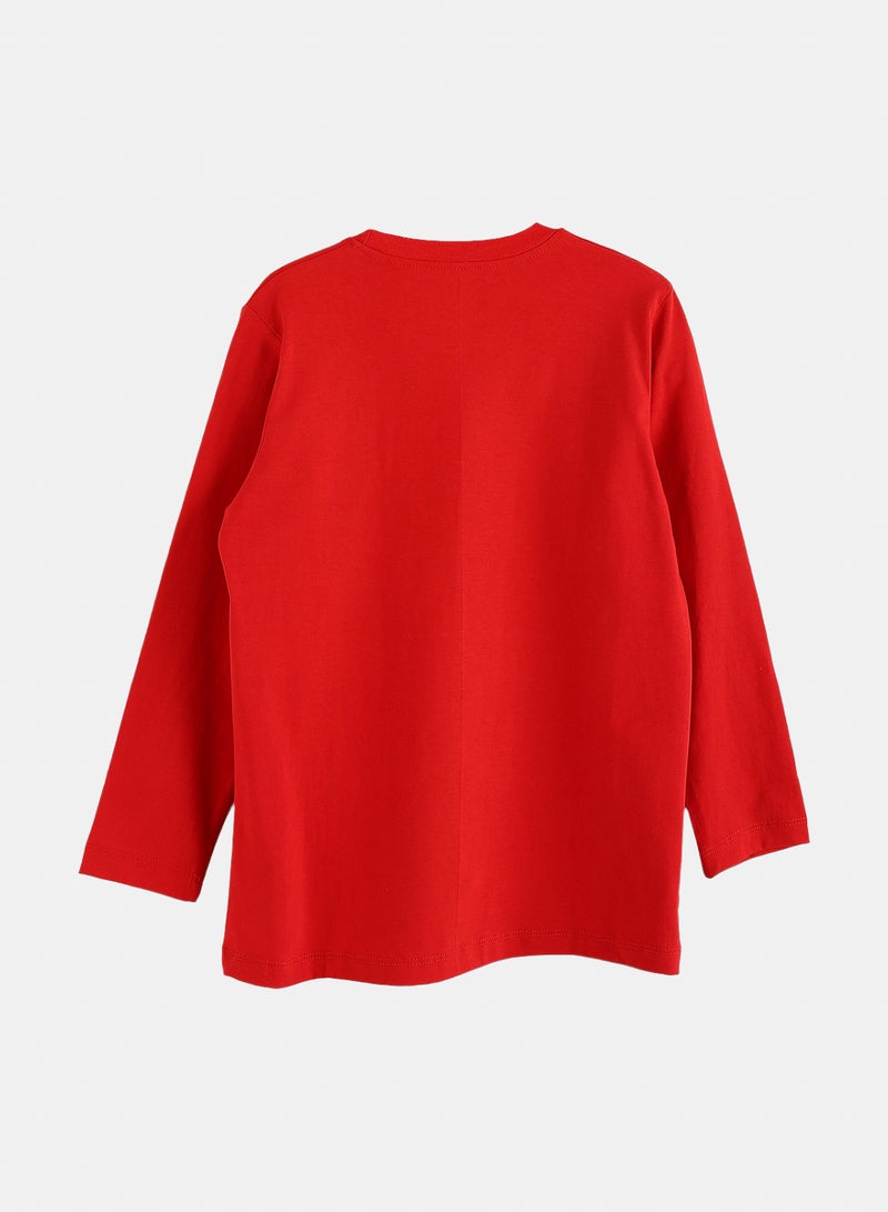 Andora Cotton Printed T-Shirt - Red - Image 5