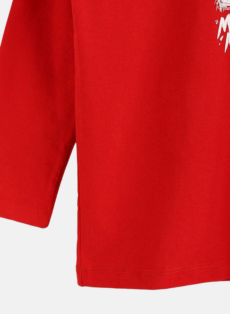 Andora Cotton Printed T-Shirt - Red - Image 3