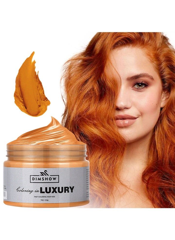 DIMSHOW Coloring in Luxury-Fast Coloring Hair Wax,Hair Color Material for Temporary  Hair Color, Hair Dye Coloring Wax Washable Natural Instant Hair Color Cream Temporary Hair Dye Wax 120g  #02 Orange - Image 1