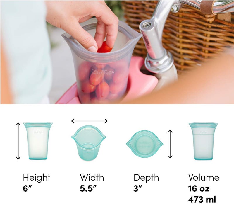 Zip Top Reusable Food Storage Bags | Medium Cup [Peach] | Silicone Meal Prep Container | Microwave  Dishwasher and Freezer Safe | Made in the USA - Image 3