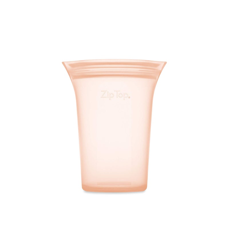 Zip Top Reusable Food Storage Bags | Medium Cup [Peach] | Silicone Meal Prep Container | Microwave  Dishwasher and Freezer Safe | Made in the USA - Image 1