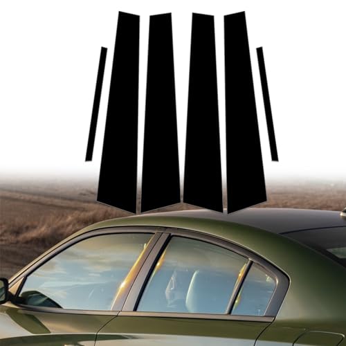 AMSPRAC Door Pillar Covers fit for Dodge Charger 20112021Exterior Molding AntiScratch Trim 6PCS Window Outer Pillar Panel SetGlossy Black - Image 1