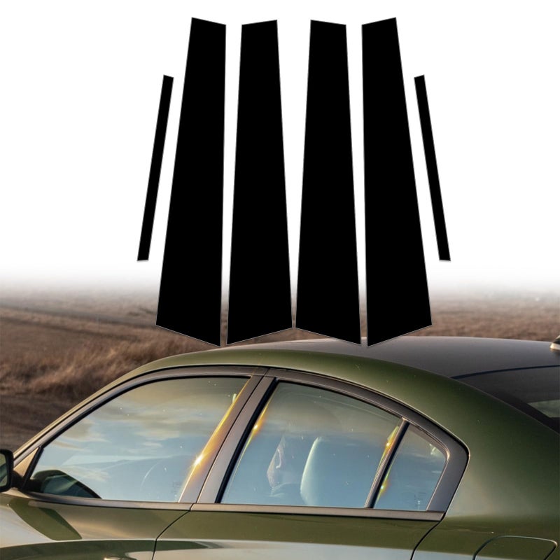 AMSPRAC Door Pillar Covers fit for Dodge Charger 20112021Exterior Molding AntiScratch Trim 6PCS Window Outer Pillar Panel SetGlossy Black - Image 3