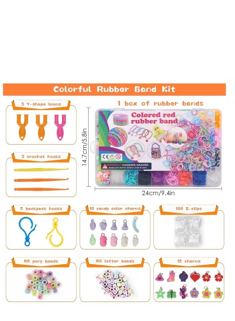 JUE-FISH 2500+ Loom Bands Kit – 30 Colors Rubber Bands Refill Set with Beads, Charms & Tools, Bracelet Making Craft Kit in Storage Case – Gift for Kids DIY, Party, X-mas & Birthday - Image 5