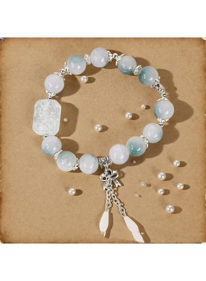 Goolsky Colorful Tassel & Bow Crystal Bracelet – Oriental-Inspired Beaded Charm for Women, Sweet Style - Image 2