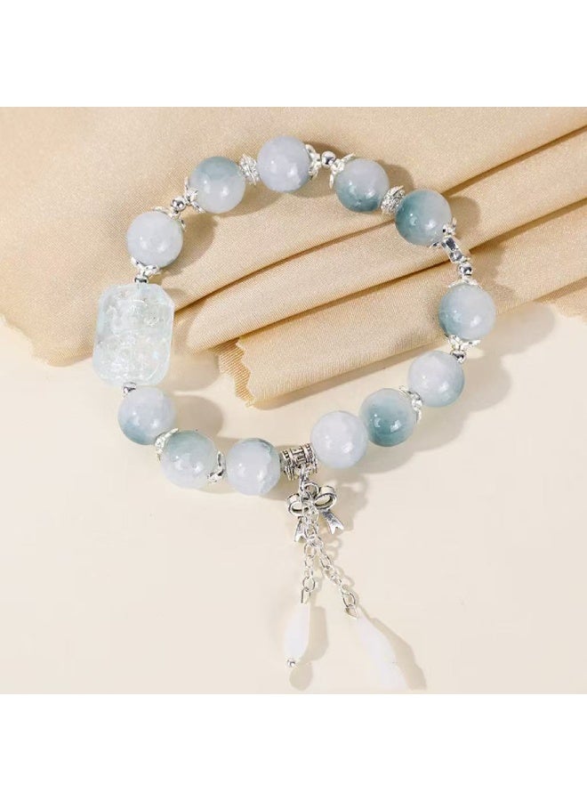 Goolsky Colorful Tassel & Bow Crystal Bracelet – Oriental-Inspired Beaded Charm for Women, Sweet Style - Image 5