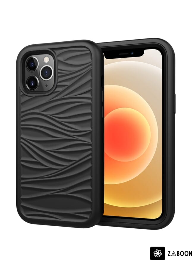 Zaboon Protective Case For iPhone 12 mini Wave Pattern 3 in 1 Silicone+PC Shockproof Protective Case - Image 1