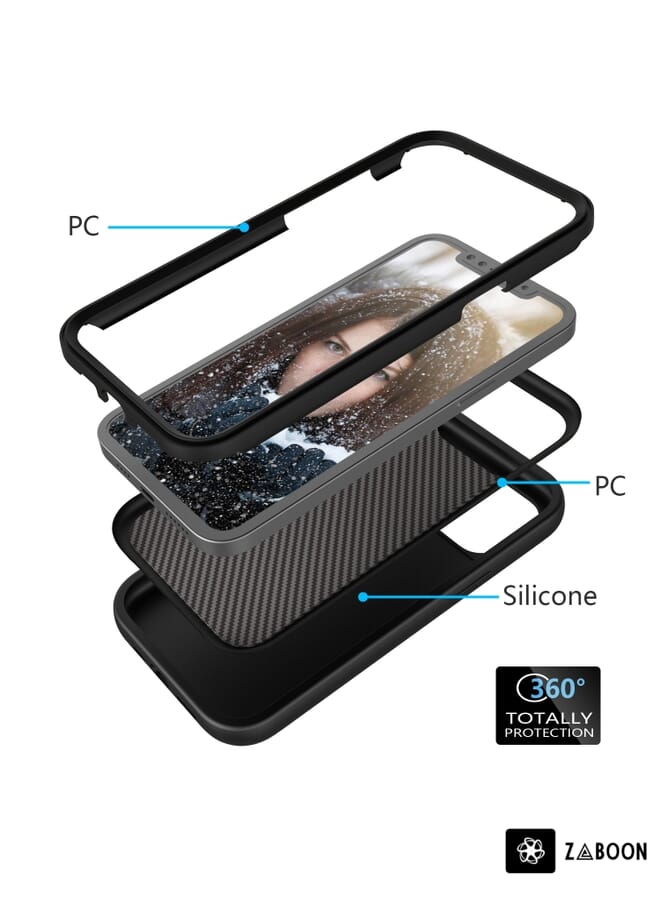 Zaboon Protective Case For iPhone 12 mini Wave Pattern 3 in 1 Silicone+PC Shockproof Protective Case - Image 2