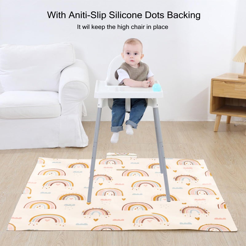 Insular Baby Splat Mat for Under High Chair/Arts/Crafts, Anti Slip and Waterproof Splash Mat for Floor, Portable Picnic Mat, 51x51 Inch, Rainbow - Image 4