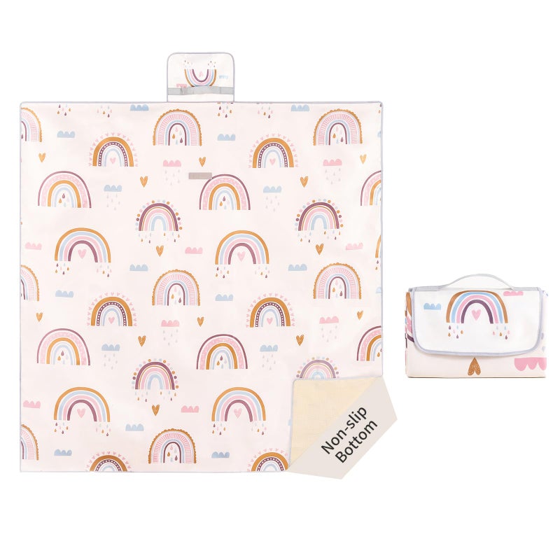 Insular Baby Splat Mat for Under High Chair/Arts/Crafts, Anti Slip and Waterproof Splash Mat for Floor, Portable Picnic Mat, 51x51 Inch, Rainbow - Image 1