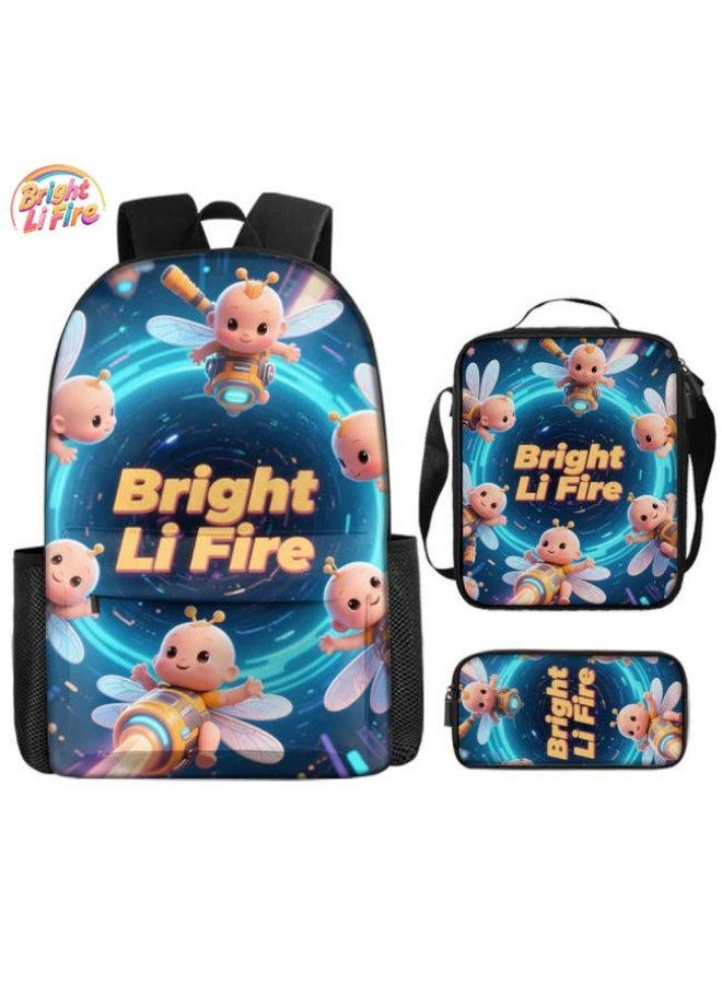 واضح من النار حقيبة كرتونية من ثلاث قطع، يسهل التعامل معها في مناسبات مختلفة (متوفرة للطلاب والأطفال والأصدقاء في النزهايات وتسلق الجبال والتعليم المدرسي وما إلى ذلك) | الكتفين + حقائب اليد + حقائب القرطاسية | موسم العودة إلى المدرسة / هدايا المهرجان - 64 - Image 1