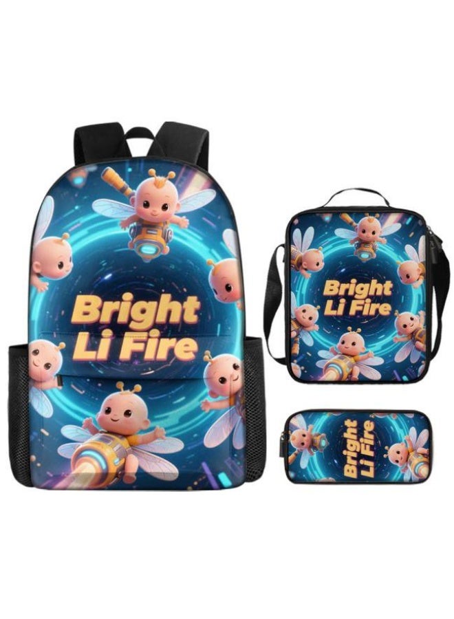 واضح من النار حقيبة كرتونية من ثلاث قطع، يسهل التعامل معها في مناسبات مختلفة (متوفرة للطلاب والأطفال والأصدقاء في النزهايات وتسلق الجبال والتعليم المدرسي وما إلى ذلك) | الكتفين + حقائب اليد + حقائب القرطاسية | موسم العودة إلى المدرسة / هدايا المهرجان - 64 - Image 2