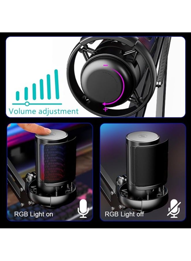 erorex Gaming Microphone for PS4/5 PC & MAC,w/Boom Arm,Pop Filter,Mute,Monitoring,192kHz/24Bit Noise Cancellation Condenser Gamer Podcast Recording Microphone for Streaming Twitch,Discord,YouTube (Black) - Image 5