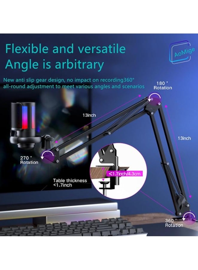 erorex Gaming Microphone for PS4/5 PC & MAC,w/Boom Arm,Pop Filter,Mute,Monitoring,192kHz/24Bit Noise Cancellation Condenser Gamer Podcast Recording Microphone for Streaming Twitch,Discord,YouTube (Black) - Image 2