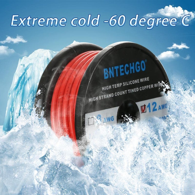 BNTECHGO 12 Gauge Silicone Wire Spool 50 ft Red Flexible 12 AWG Stranded Tinned Copper Wire - Image 4