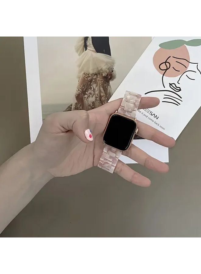 حزام راتنج زهرة وردي لساعة أبل سلسلة 10 9 8 7 SE 6 5 4 3 2 1 بمقاسات 38مم 40مم 41مم 42مم - Image 1