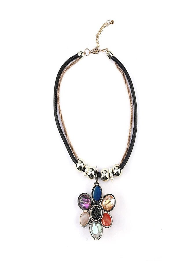 STRIPES® Essentials Latest Western Design trendy Jewellery Colorful Crystal Modern Pendant Collar Statement Chunky Necklace for Women Trendy Stylish Necklace Gift For Girls. - Image 1
