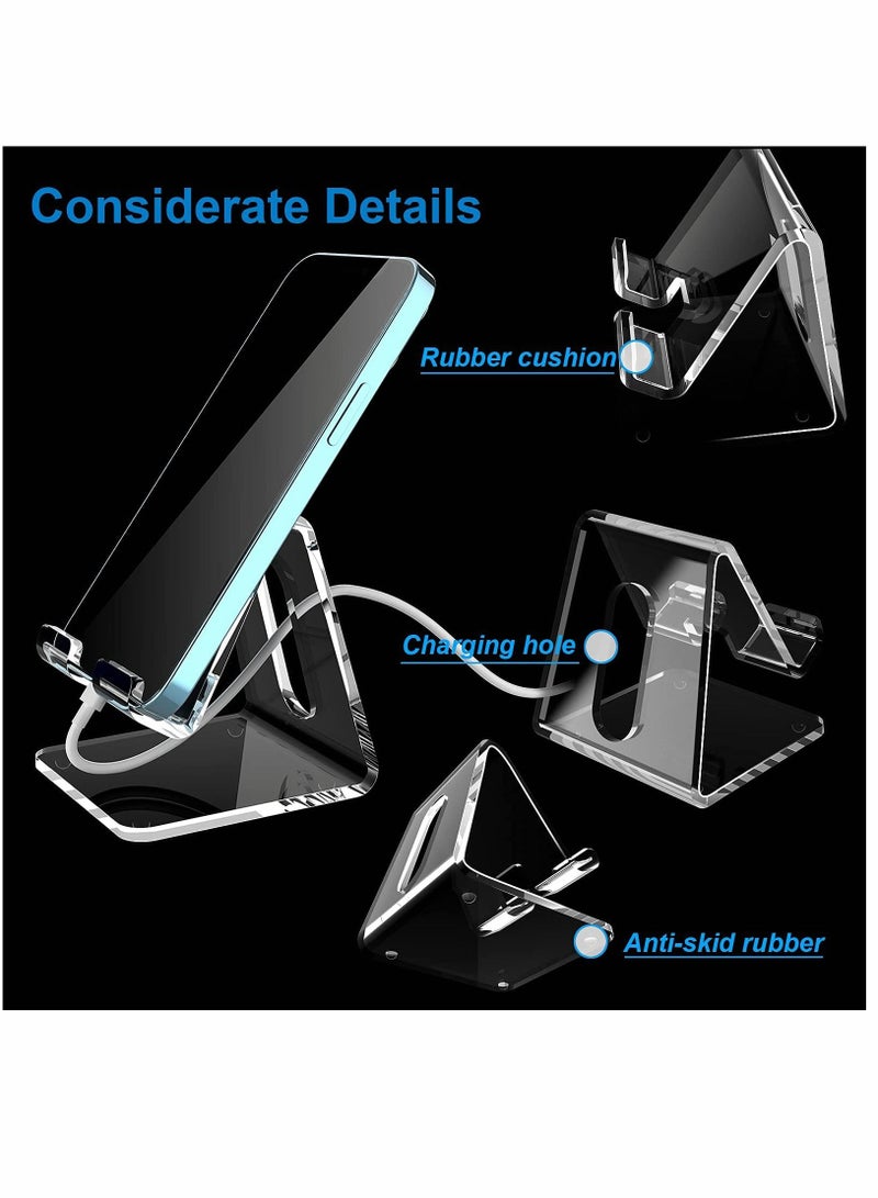 SYOSI Acrylic Cell Phone Stand, Portable Phone Holder, Clear Phone Stand for Desk, Compatible with for Phone 13 12 Pro Max Mini 11 Xr 8 Plus SE, for Switch, Android Smartphone, Desk Accessories - Image 3
