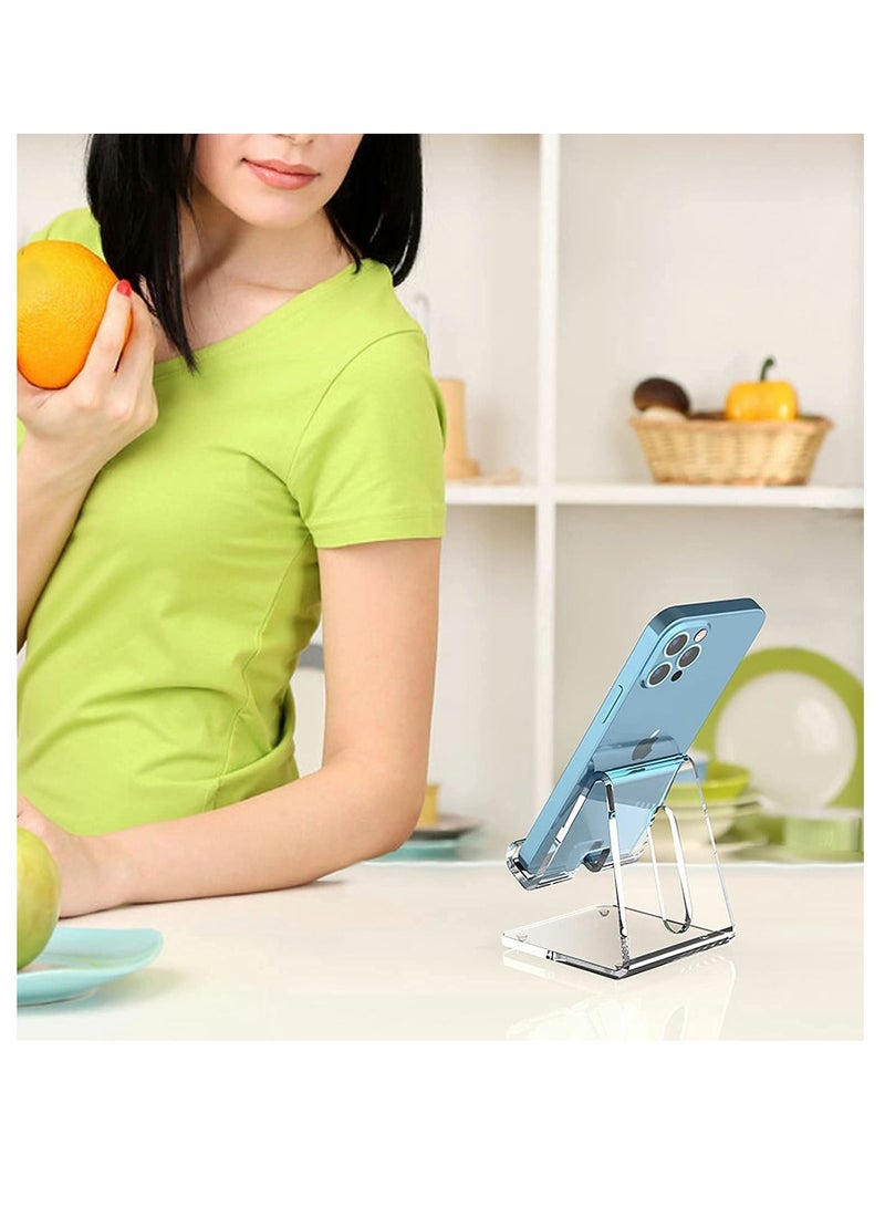 SYOSI Acrylic Cell Phone Stand, Portable Phone Holder, Clear Phone Stand for Desk, Compatible with for Phone 13 12 Pro Max Mini 11 Xr 8 Plus SE, for Switch, Android Smartphone, Desk Accessories - Image 5