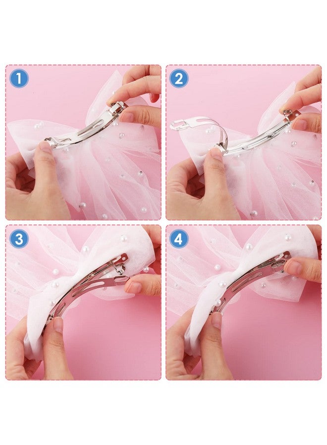 Yolev Bridal Pearl Hair Bow Veil Bridesmaid Large Hair Bow Wedding Veil With Barrette Bachelorette Party Decorations Bridal Bridesmaid Gift (White) - Image 4