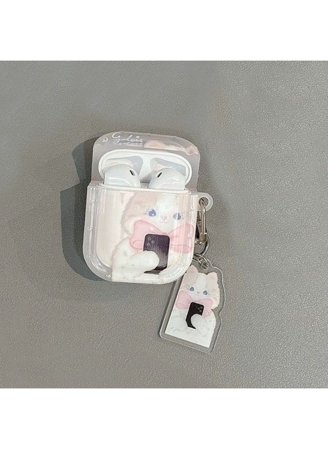 Generic - For Apple Wireless Bluetooth 1/2/3/4 Generation Protective Cover Pro Cat Dog Earphone Case-Colour:Dog Earphone Case + Pendant-Applicable Model:Airpods 4 - Image 1