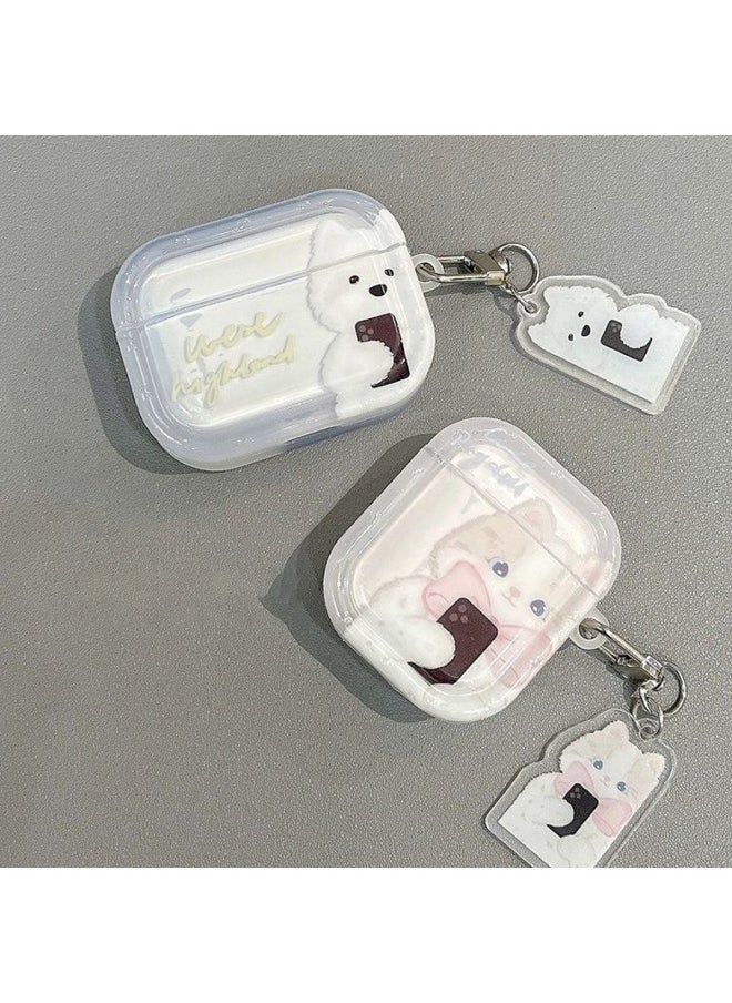 Generic - For Apple Wireless Bluetooth 1/2/3/4 Generation Protective Cover Pro Cat Dog Earphone Case-Colour:Dog Earphone Case + Pendant-Applicable Model:Airpods 4 - Image 1