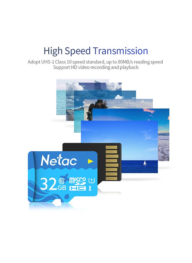 Netac - 32GB TF Card Large Capacity Micro SD Card UHS-1 Class10 High Speed Memory Card Camera Dashcam Monitors Micro SD Card - Image 1