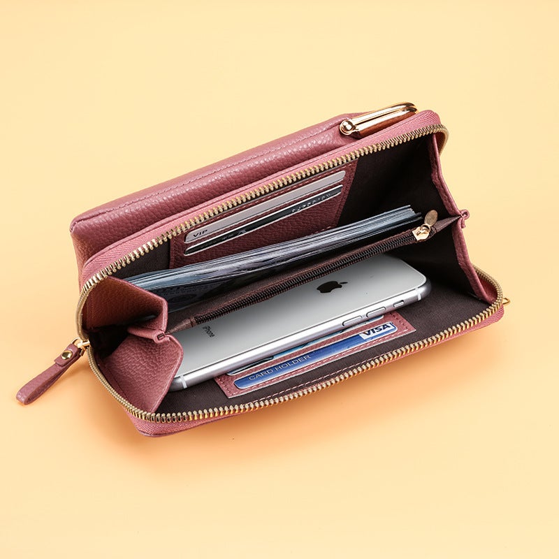 Multifunctional Solid Color PU Leather Wallet, RFID Blocking Design Portable Daily Storage Purse for Cards Cash Coin Business Use - Image 2