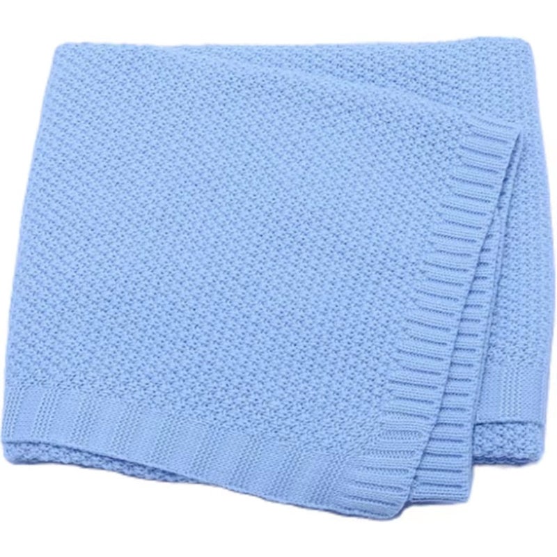 Kids Solid Knit Blanket Soft Nursery Nap Wrap Sky Blue 