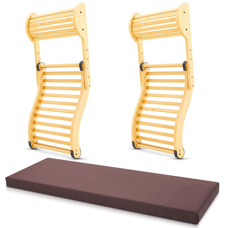 AceOrbit 3 Pcs Sauna Backrests Seat Cushion Set Infrared Sauna Accessories Adjustable S-shaped Bamboo Back Rest with Headrest Neck Pillow Non-slip Waterproof Thick Foam Heat Insulation Mat for Infrared Rest - Image 1