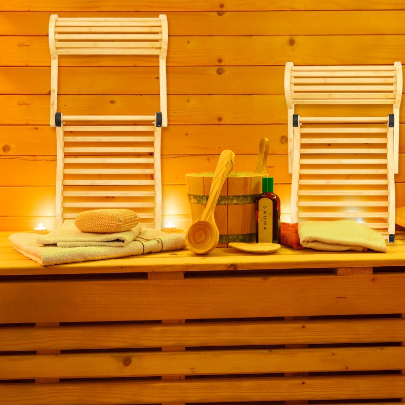 AceOrbit 3 Pcs Sauna Backrests Seat Cushion Set Infrared Sauna Accessories Adjustable S-shaped Bamboo Back Rest with Headrest Neck Pillow Non-slip Waterproof Thick Foam Heat Insulation Mat for Infrared Rest - Image 4