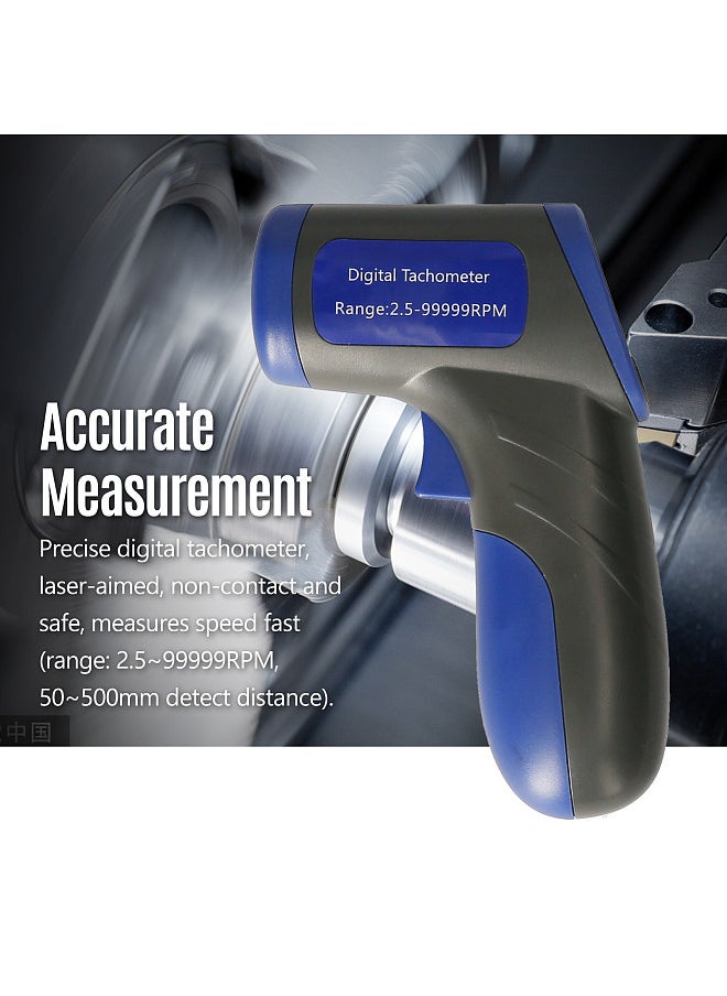 Generic - Digital Tachometer Laser Tachometer Handheld RPM Meter Speedmeter (2.5-99999RPM Measuring Range) with Backlit LCD Display for Motor Machine Lathe - Image 1